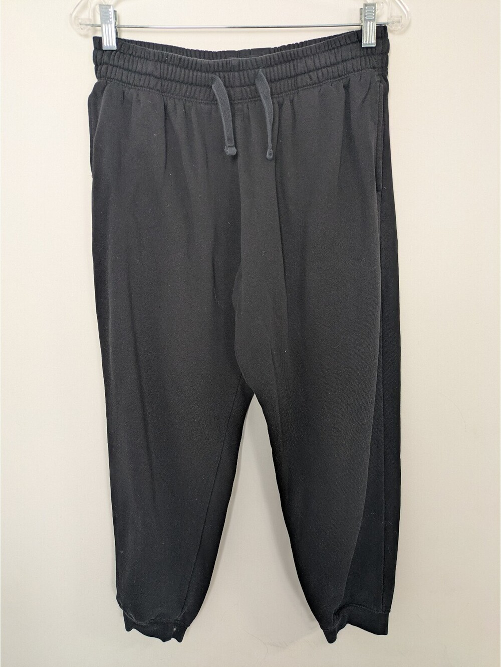 H&M Black Fleece Sweatpants Elastic Waist Cuffed Joggers Men's / Unisex Medium